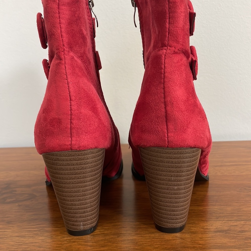 YAO FEI RED HIGH HEEL ANKLE BOOTS - Picture 6 of 16